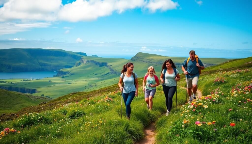 family hiking in Ireland